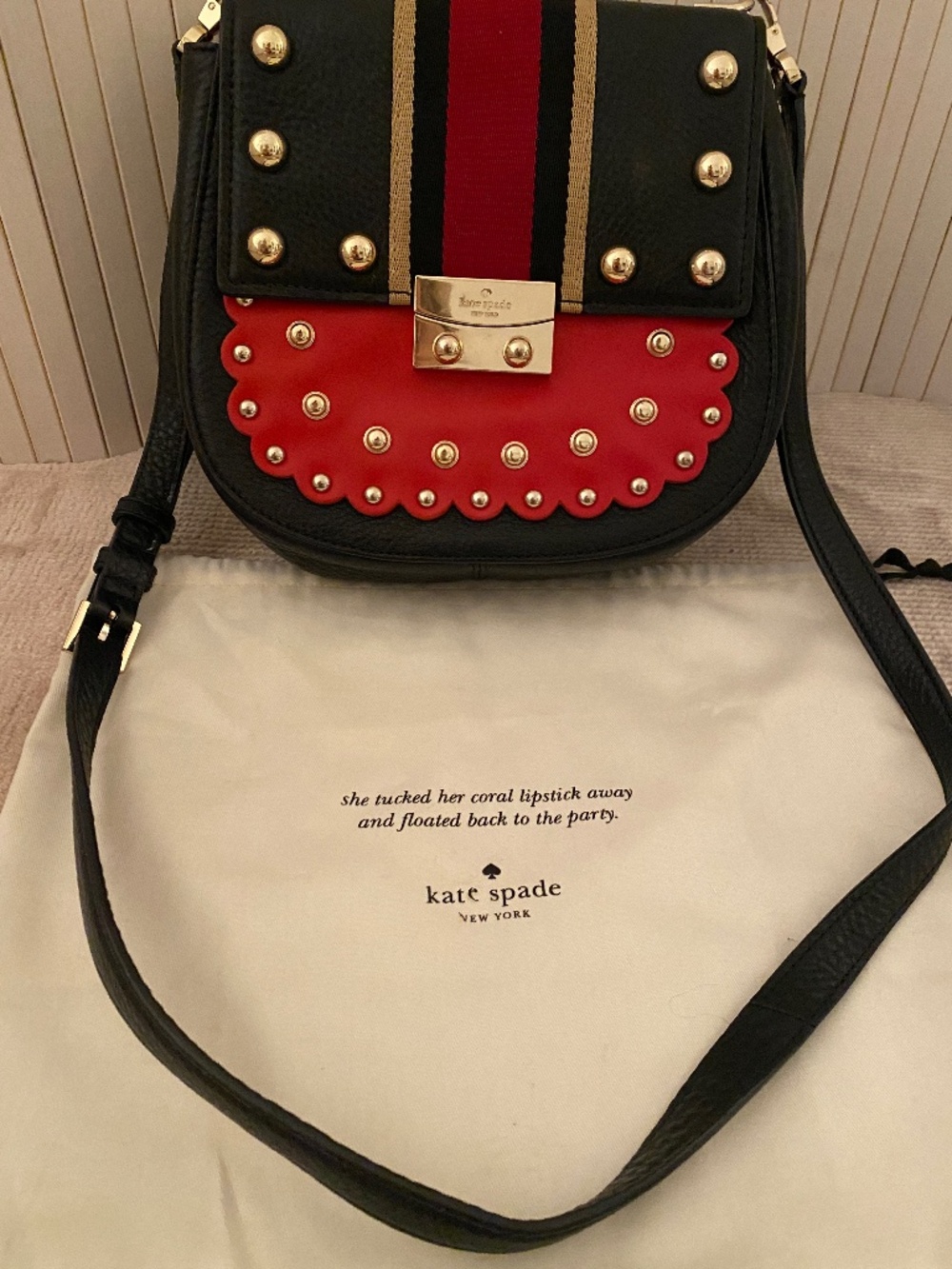 Kate Spade Rare Collectible Mint condition studded cross body saddle bag